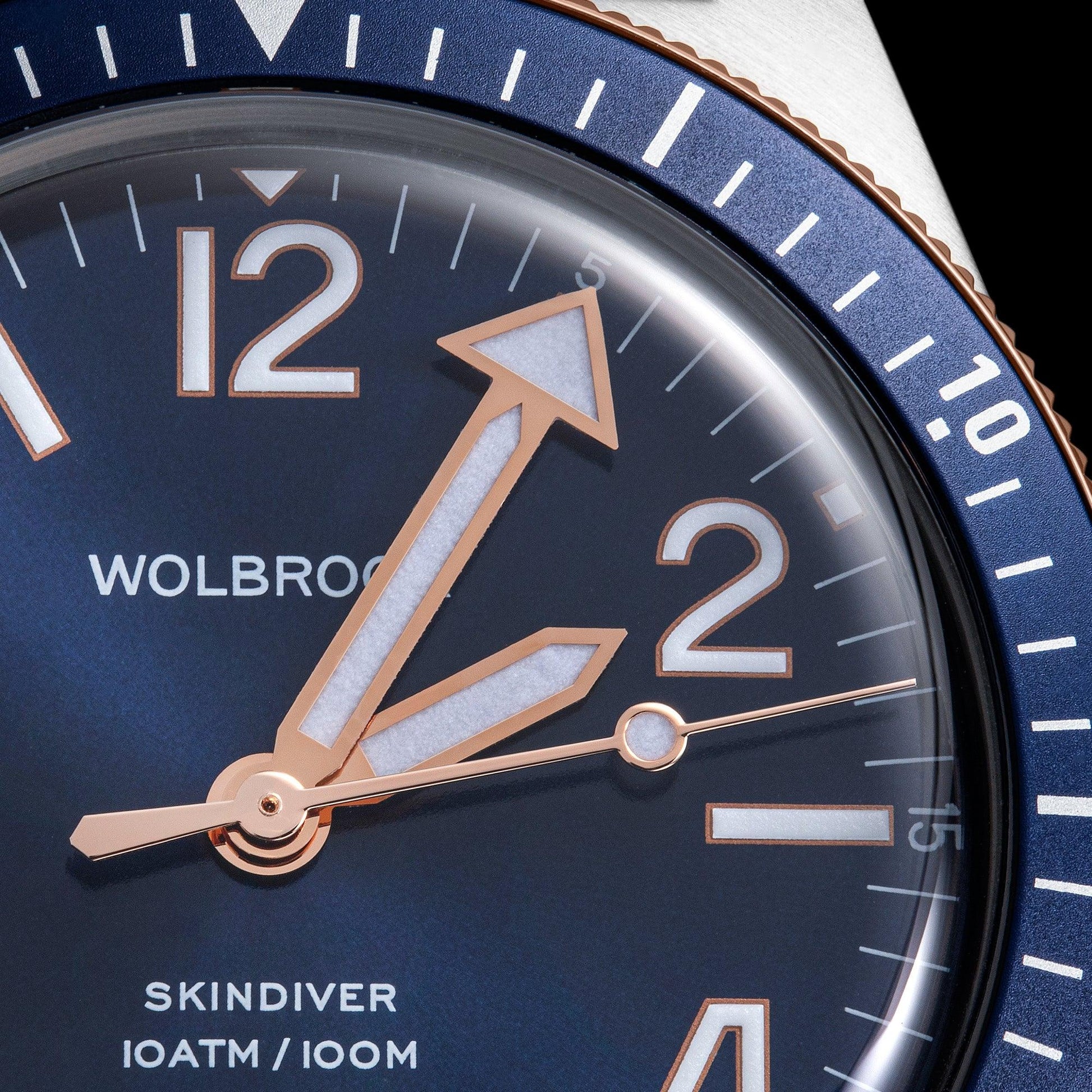 Skindiver Automatic Watch – Two-Tone Blue Sunray & White - Wolbrook Watches