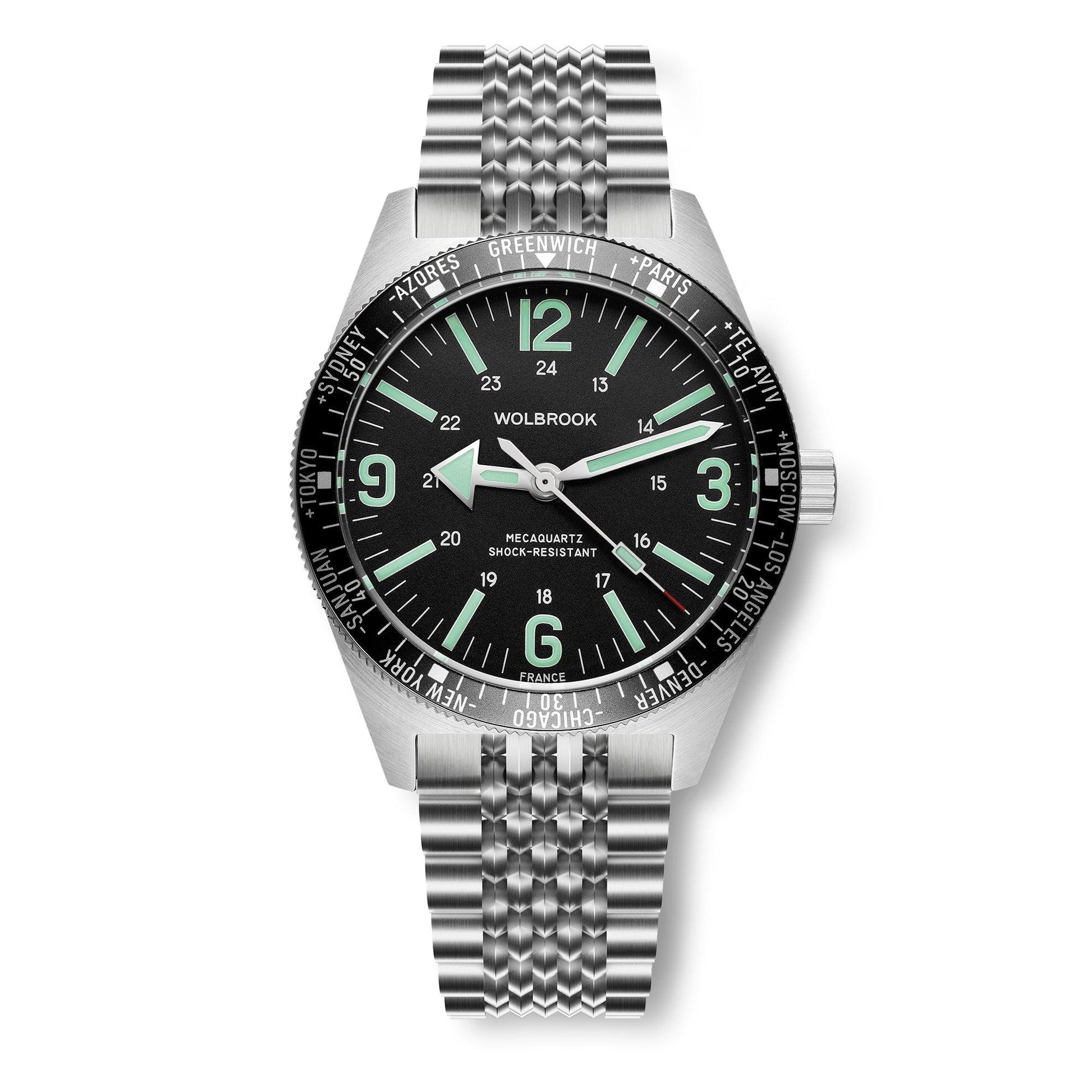 Skindiver WT Mecaquartz Bracelet Watch - Green Lum - 21 - Wolbrook Watches