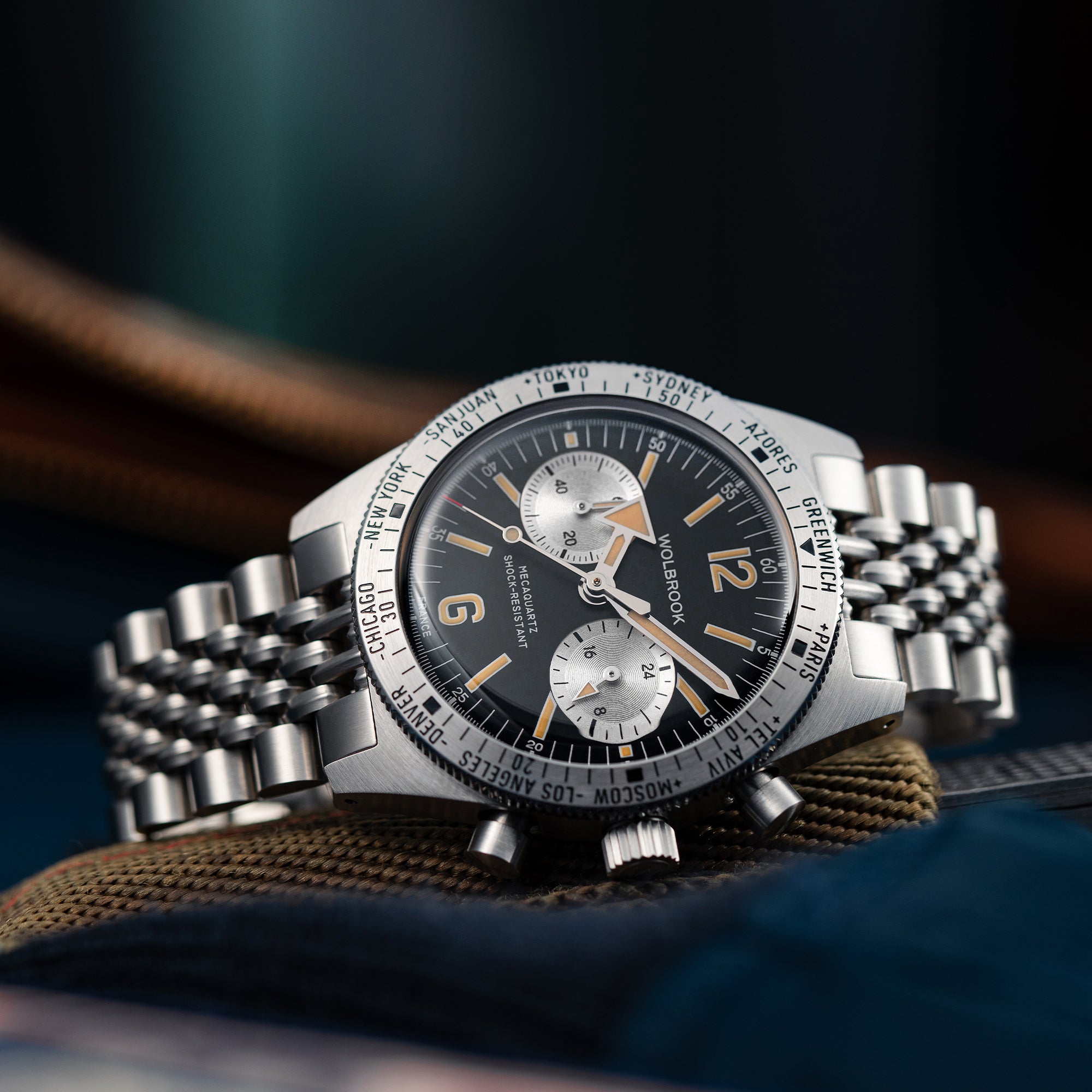 Skindiver WT Chrono-Mecaquartz Vintage Black Reverse Panda Chronograph