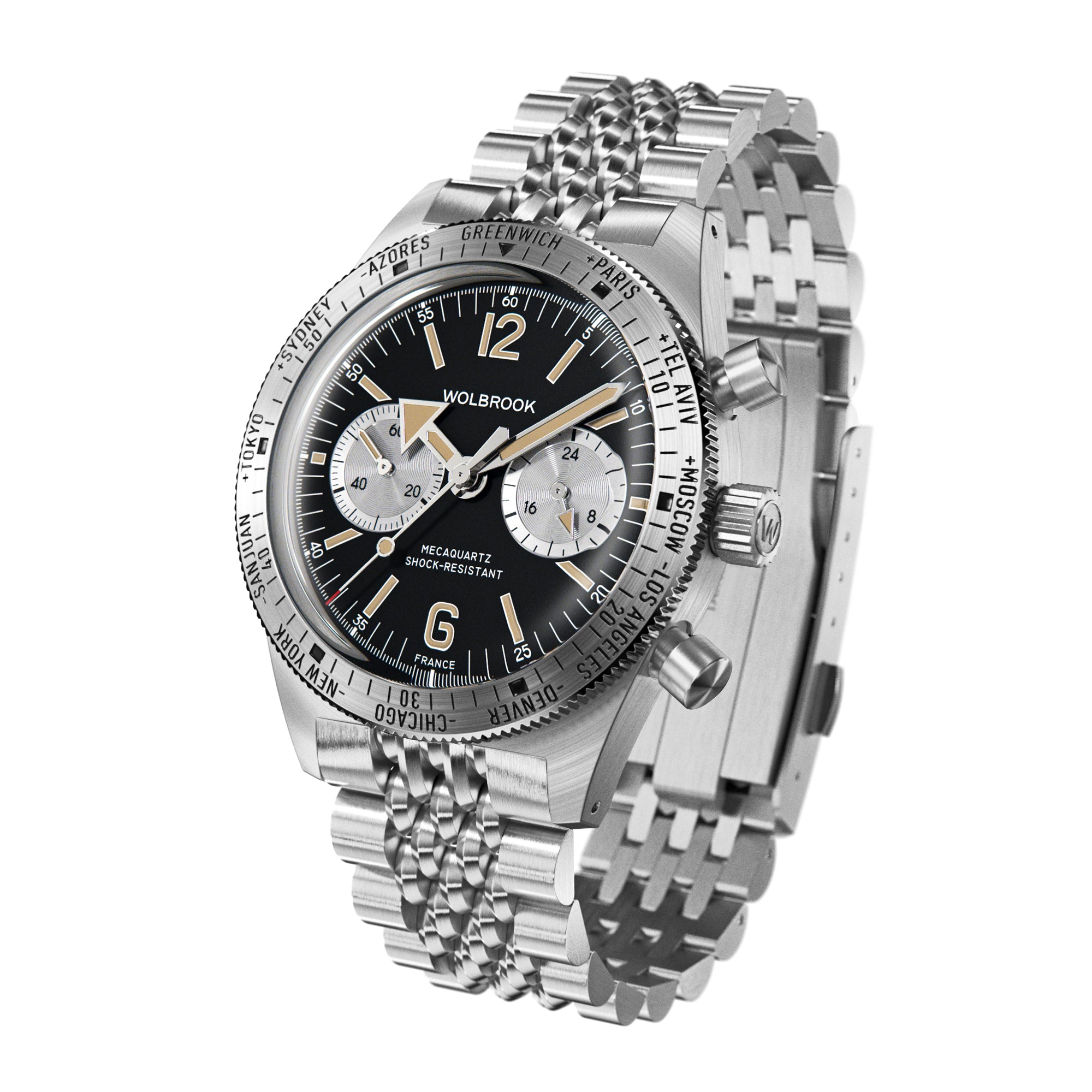 Skindiver WT Chrono-Mecaquartz Vintage Black Reverse Panda Chronograph