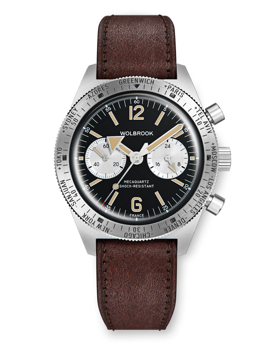 Skindiver WT Chrono-Mecaquartz Vintage Black Reverse Panda Chronograph