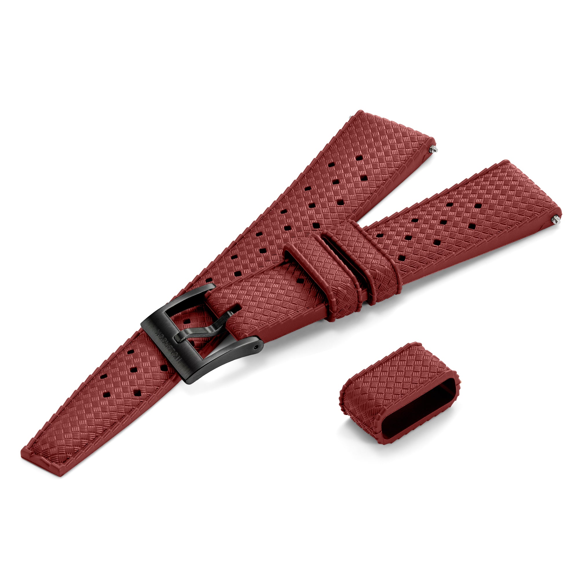 Red Tropic Rubber Strap & Black PVD Steel Buckle