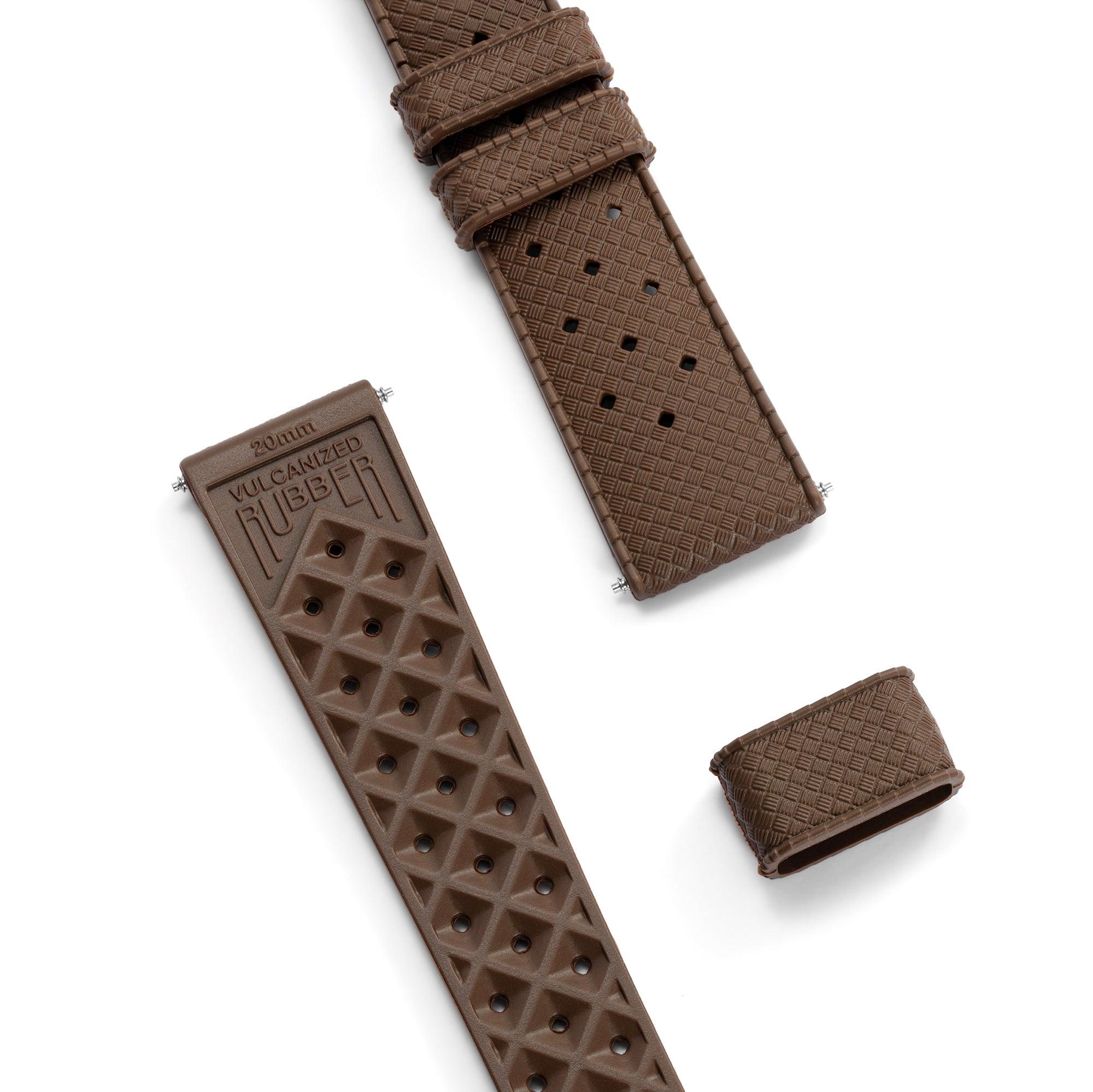 Brown Tropic Rubber Strap & Steel Buckle - Wolbrook Watches