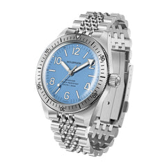 Skindiver Automatic Watch – Sky Blue & Silver Bezel - Wolbrook Watches