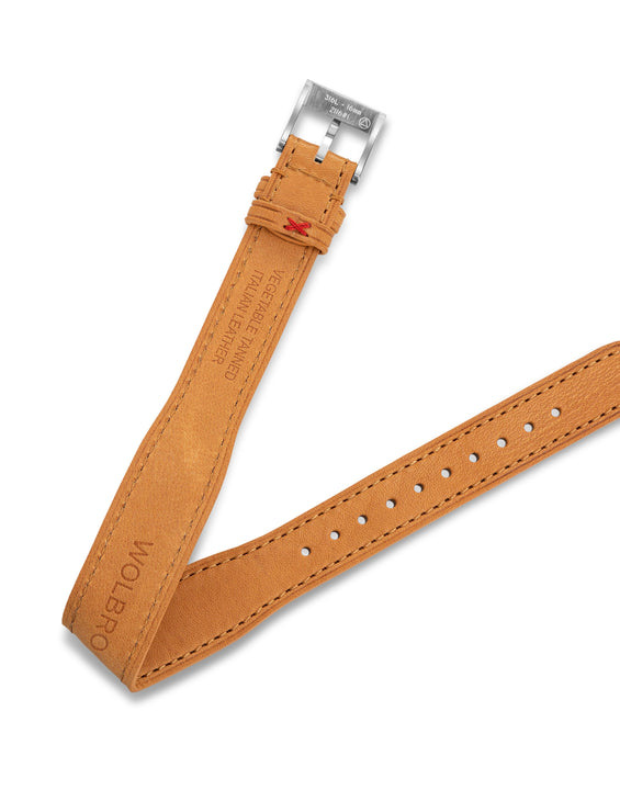 One-Piece Camel Tapered Leather Band & Steel Buckle