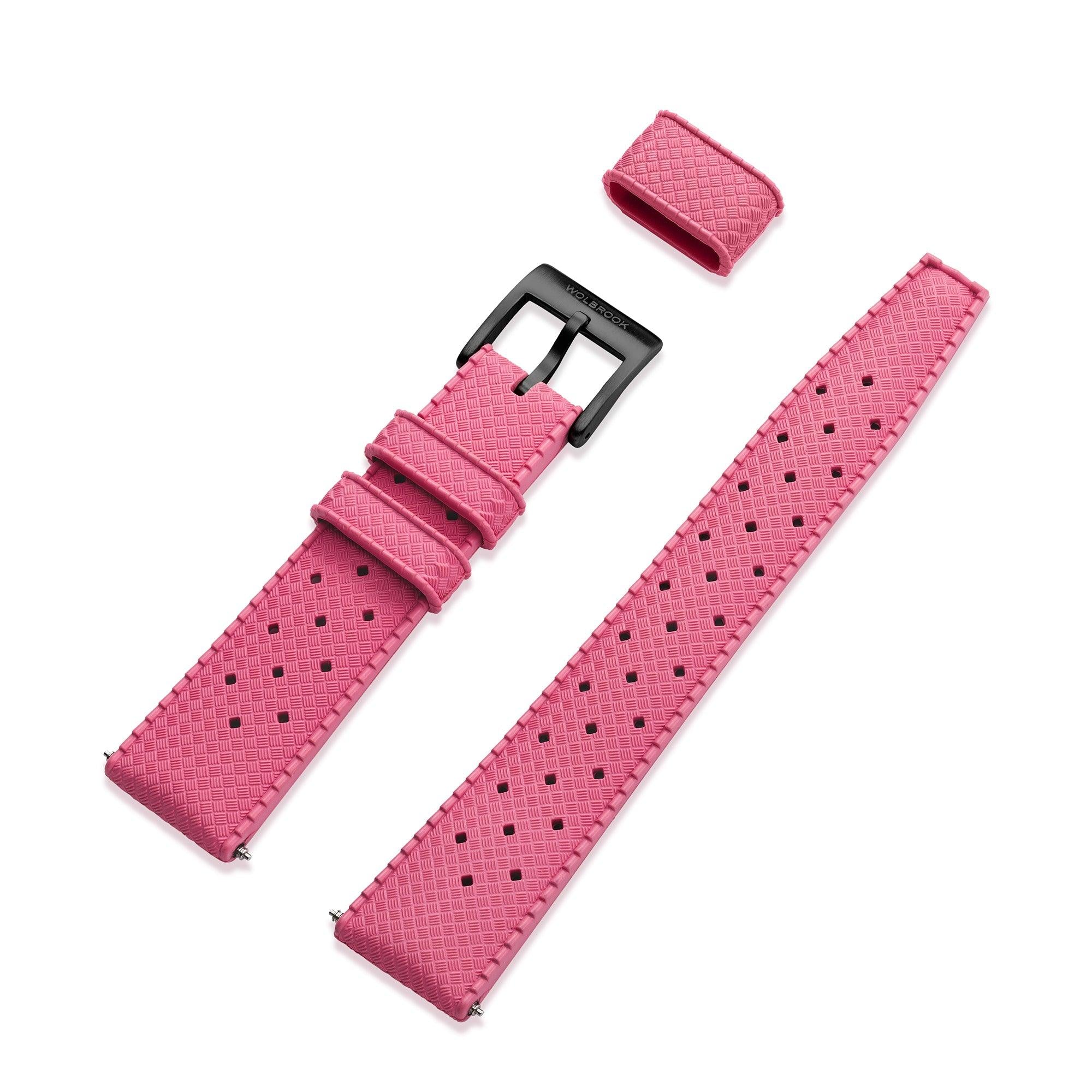 Pink Tropic Rubber Strap & Black PVD Steel Buckle