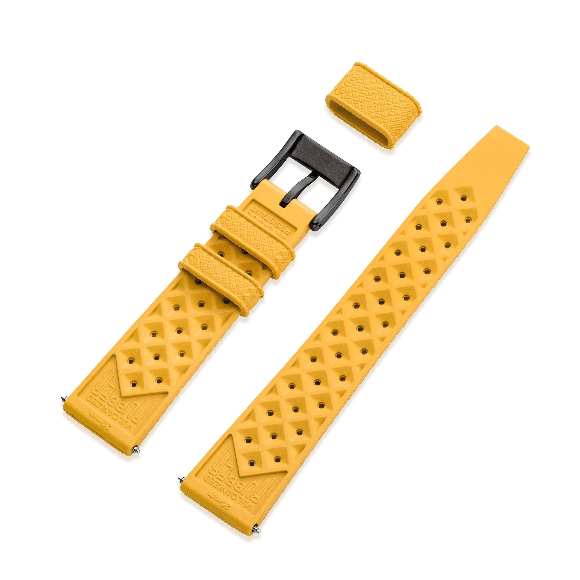 Yellow Tropic Rubber Strap & Black PVD Steel Buckle