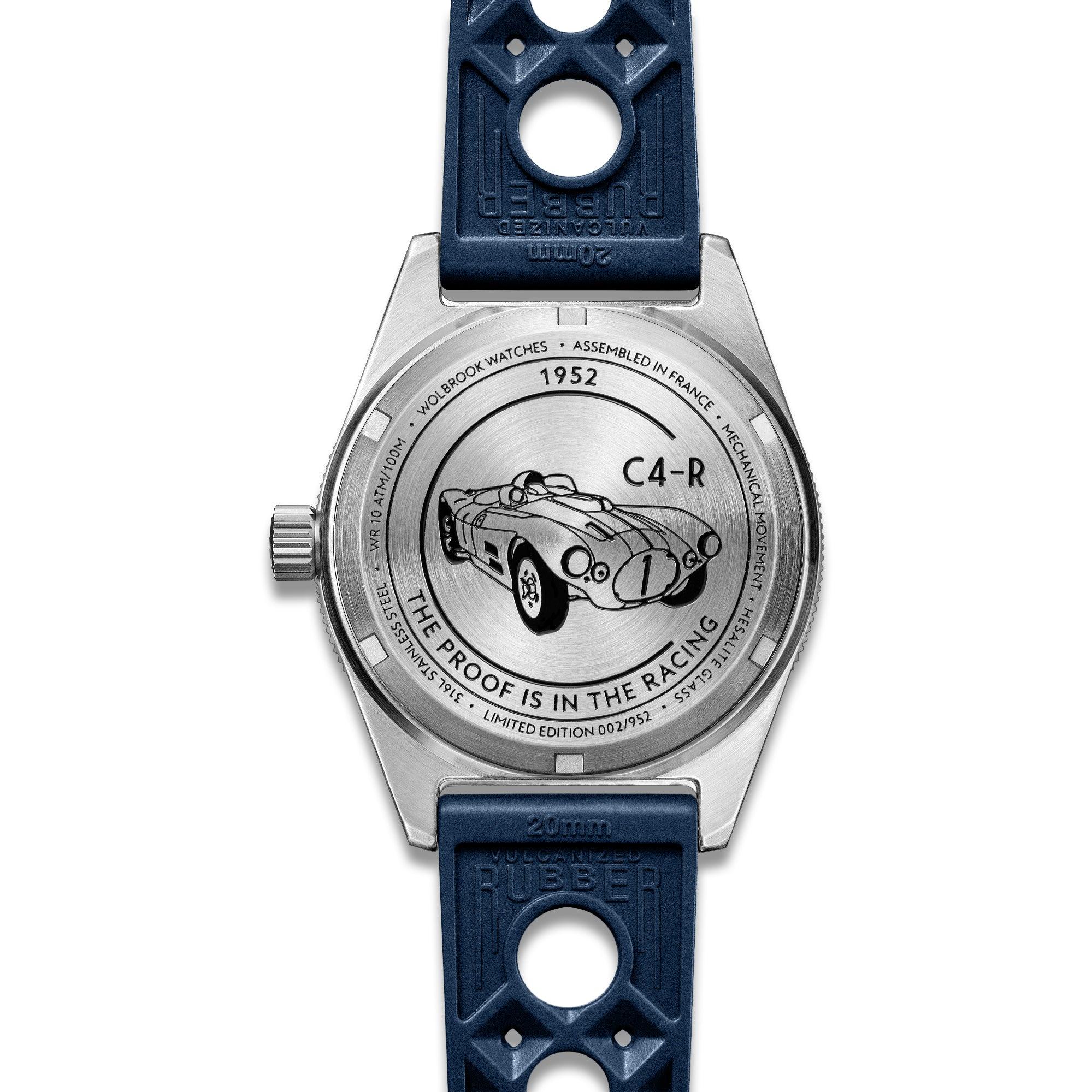 Grand Prix Professional Racing Watch on Tropic Strap – Cunningham C4-R 1952 Limited Edition - Wolbrook Watches