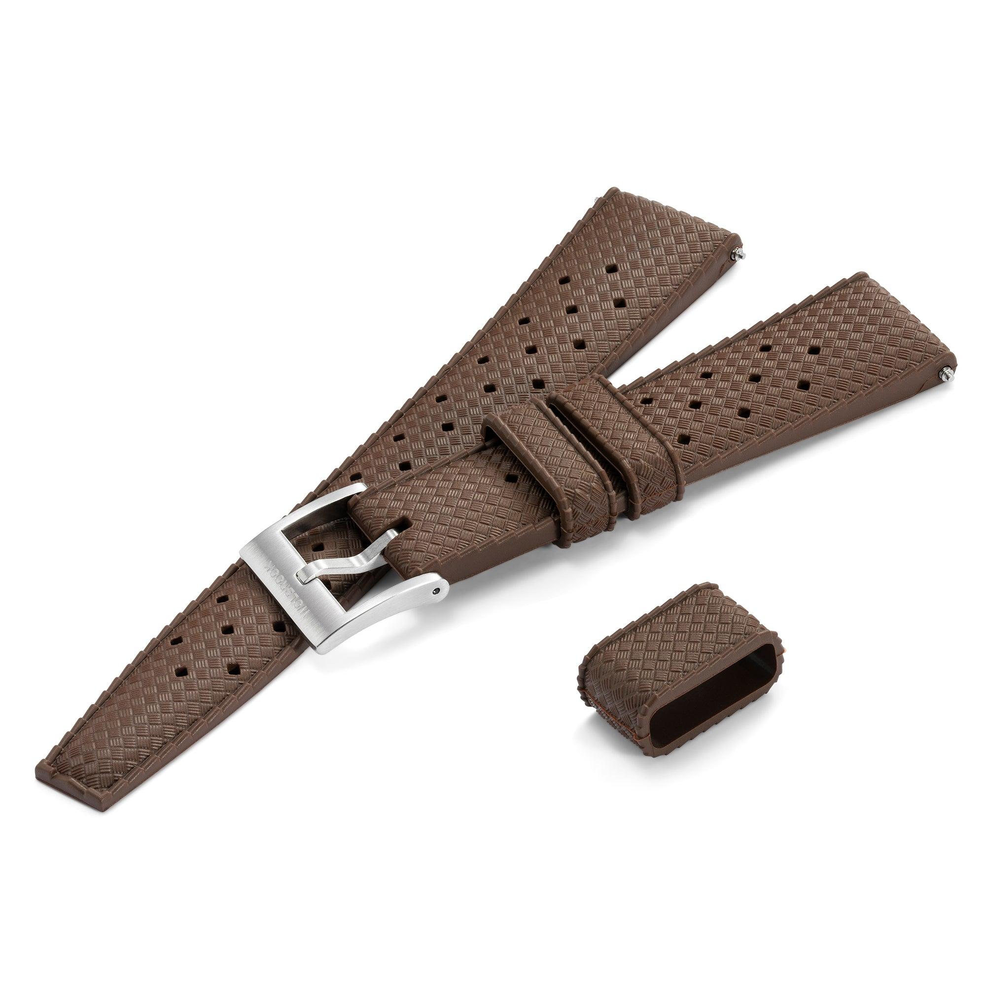 Brown Tropic Rubber Strap & Steel Buckle - Wolbrook Watches