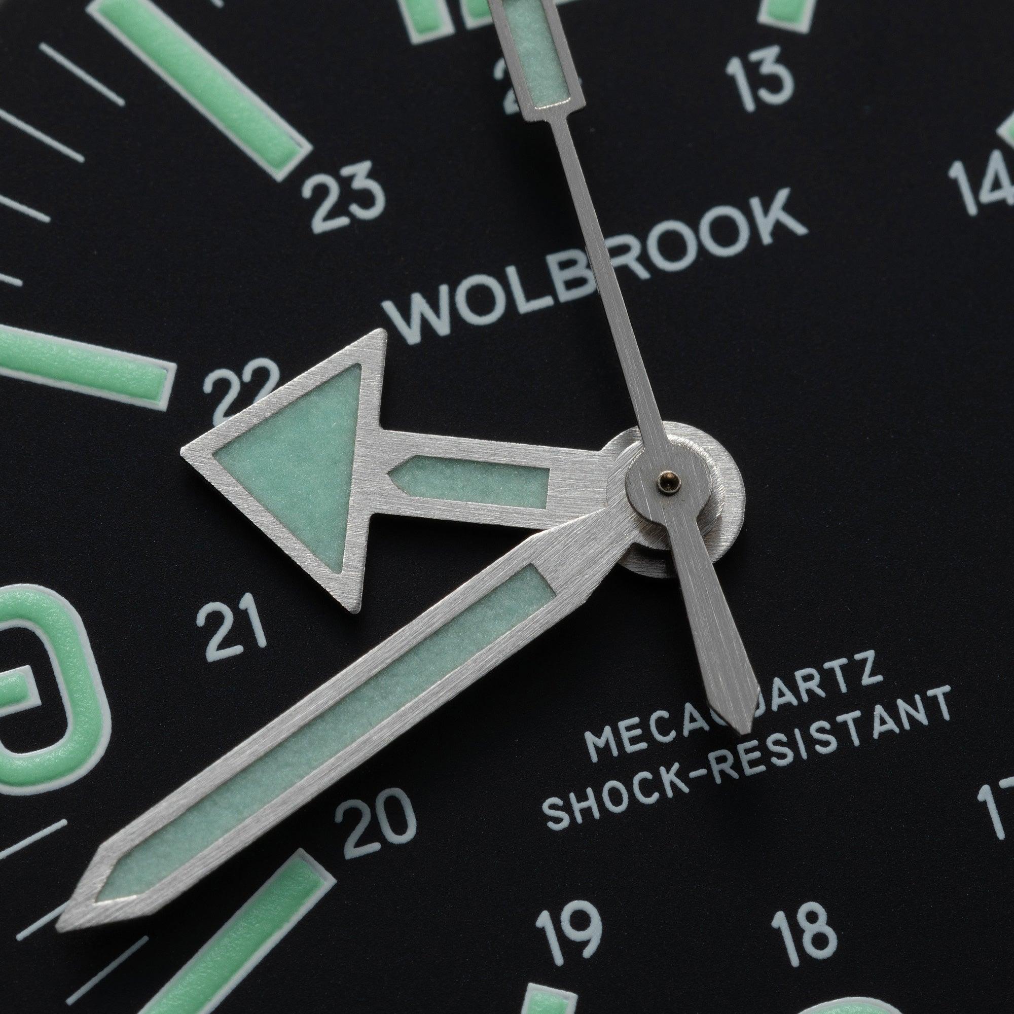 Skindiver WT Mecaquartz Watch - Green Lum & Black PVD - Wolbrook Watches