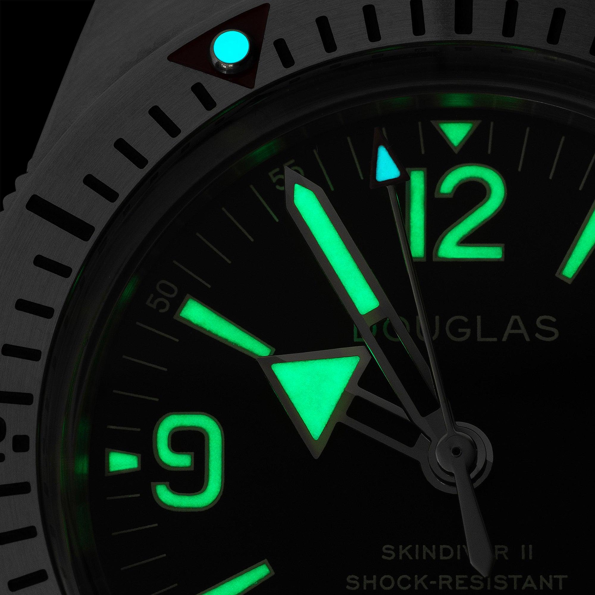 Skindiver II Professional Diving Watch - Green Lum & Black Dial - Wolbrook Watches