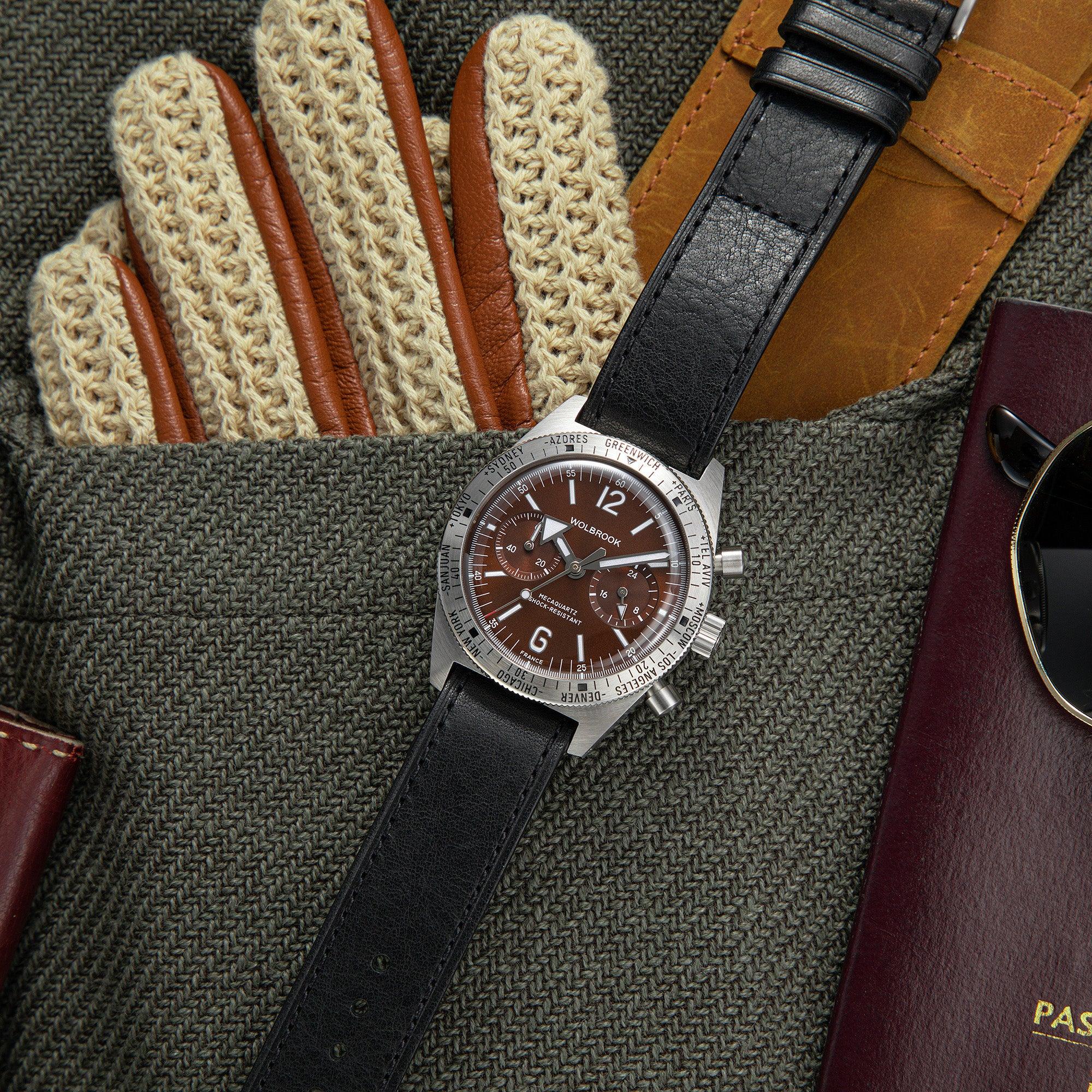 Skindiver WT Chrono-Mecaquartz Brown Chronograph - Wolbrook Watches