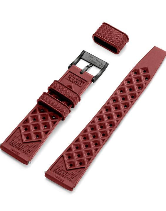 Red Tropic Rubber Strap & Black PVD Steel Buckle