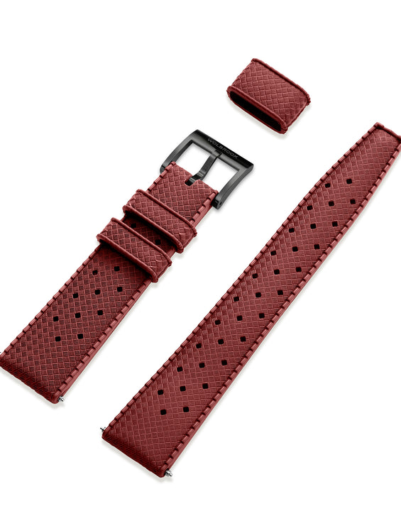 Red Tropic Rubber Strap & Black PVD Steel Buckle