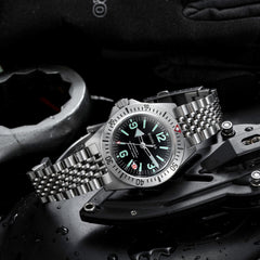 Skindiver II Professional Diving Watch - Green Lum & Black Dial - Wolbrook Watches