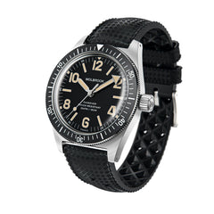 Black rubber strap - Skindiver Automatic Watch - Vintage Lum & Black Dial - Wolbrook Watches