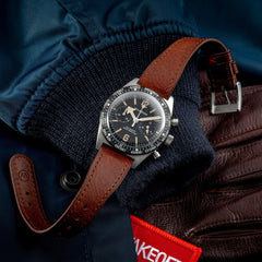 Skindiver WT Chrono-Mecaquartz Black Bezel Vintage Chronograph - Wolbrook Watches