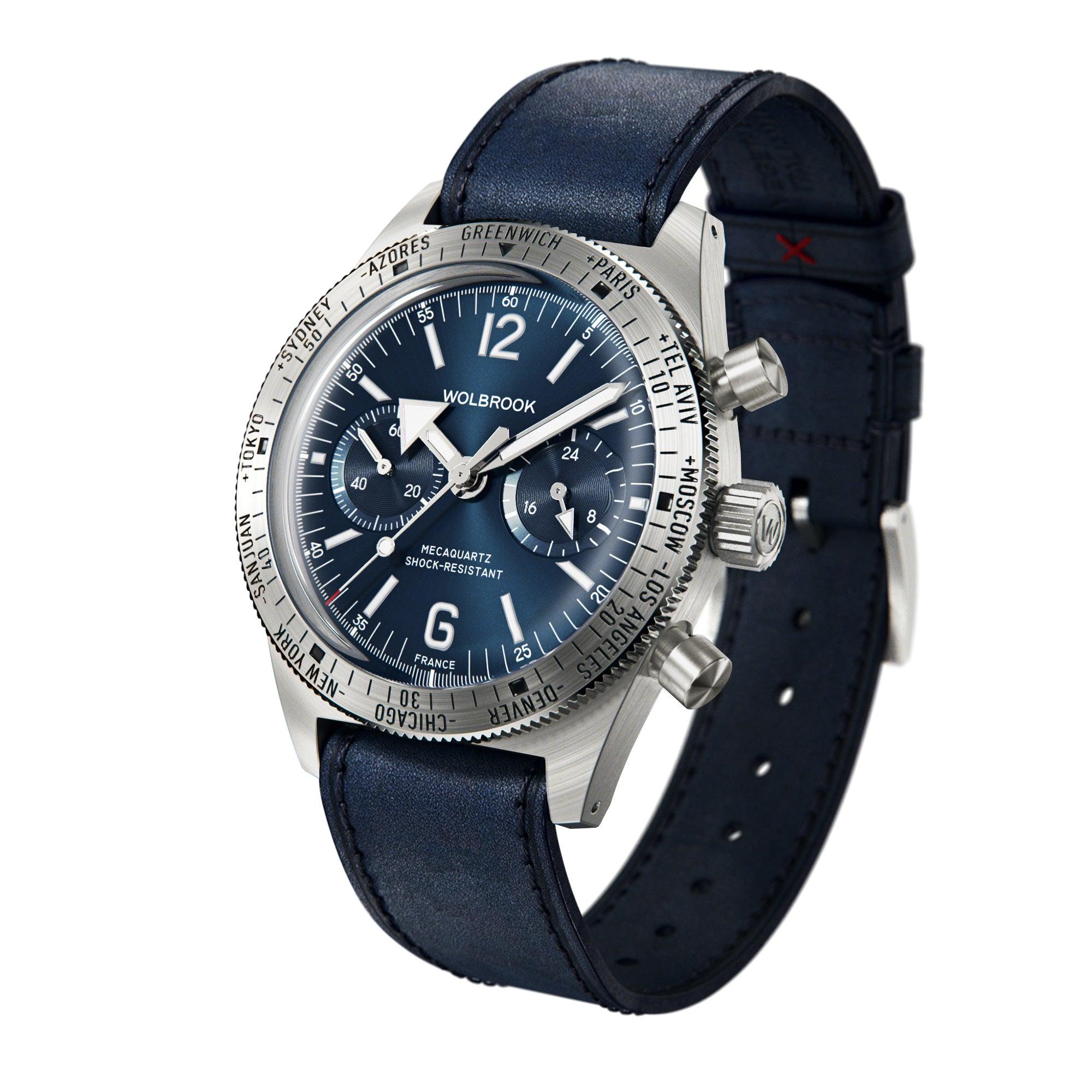 Skindiver WT Chrono-Mecaquartz Blue Chronograph - Wolbrook Watches