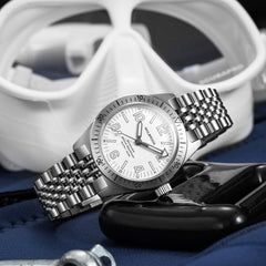 Skindiver Automatic Watch – White Dial - Wolbrook Watches