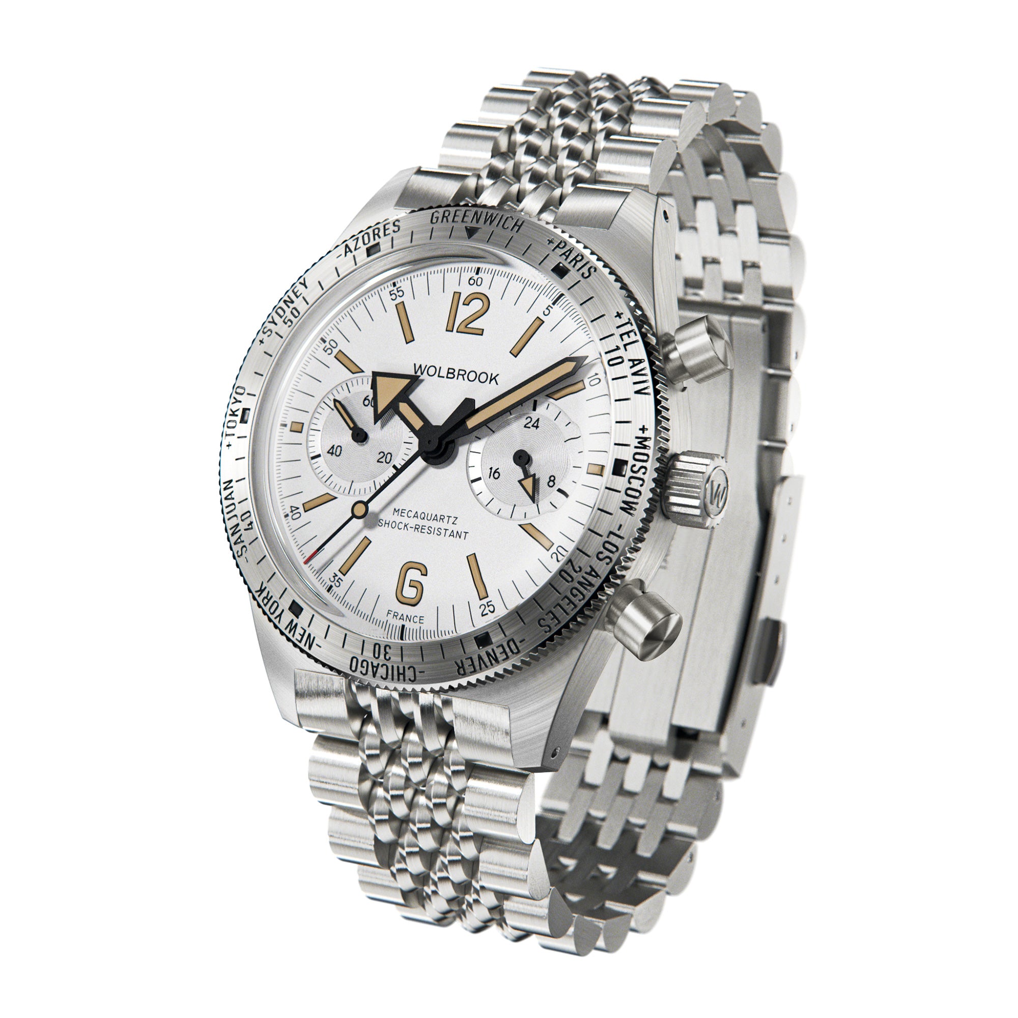 Skindiver WT Chrono-Mecaquartz White Vintage Chronograph