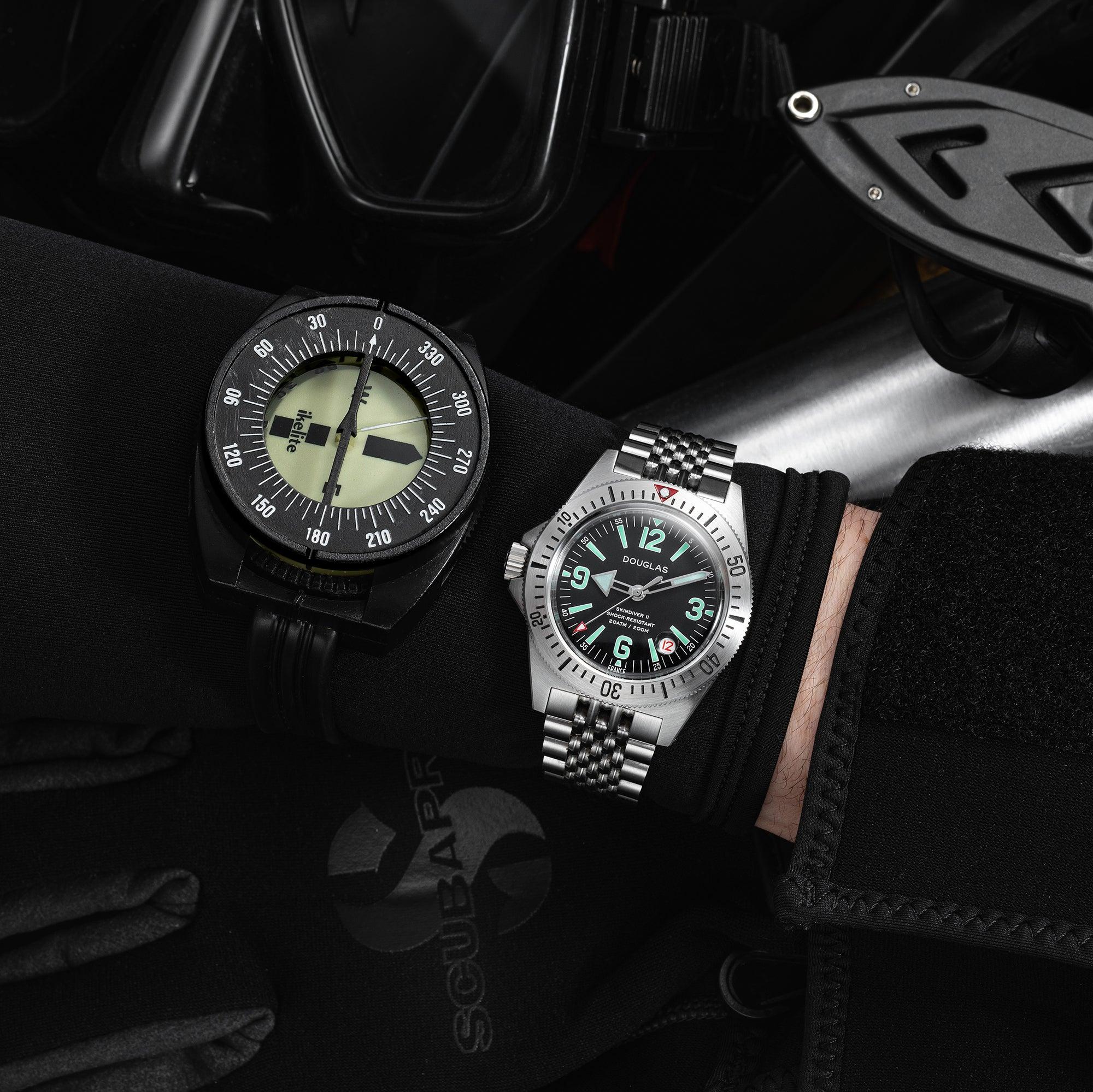 Skindiver II Professional Diving Watch - Green Lum & Black Dial - Wolbrook Watches