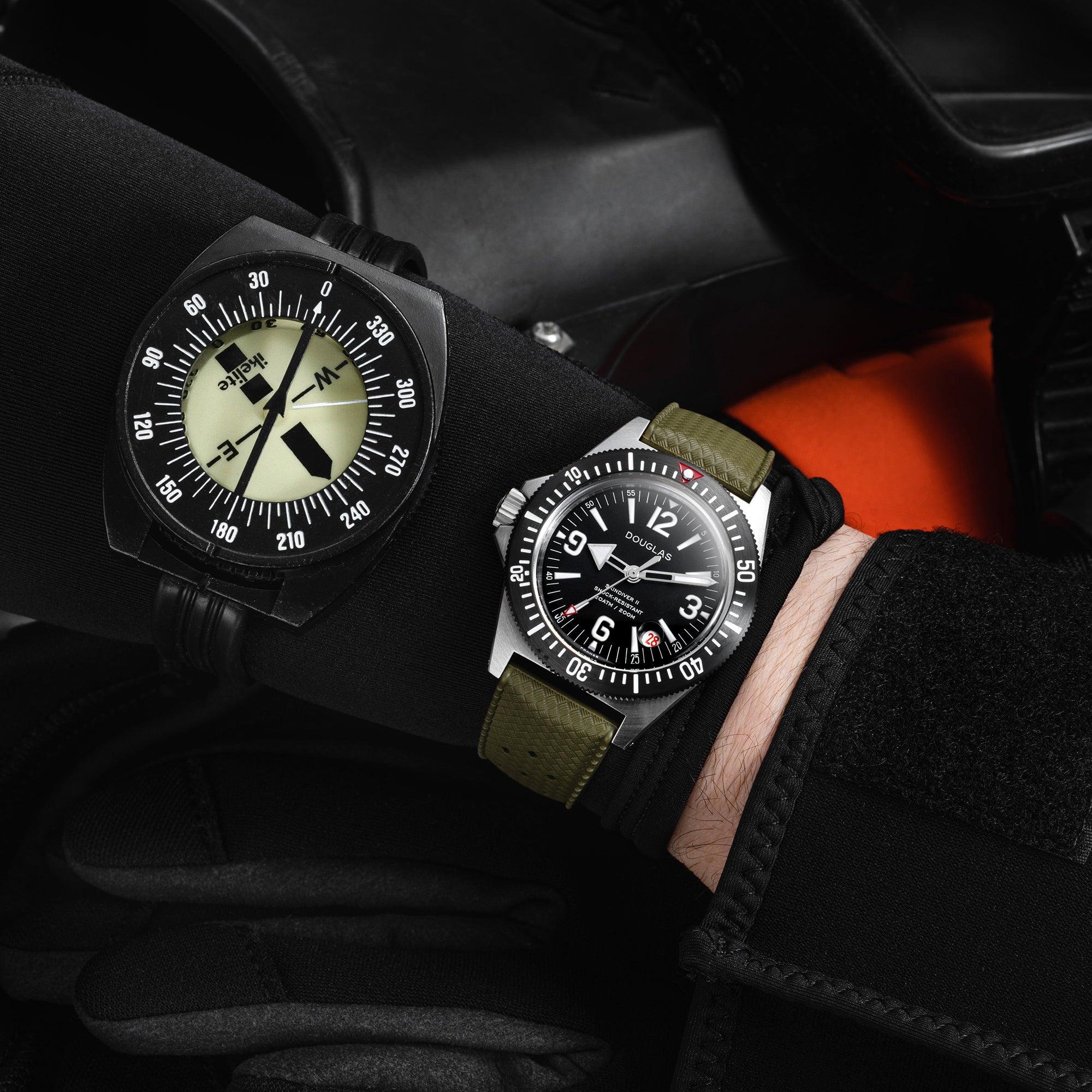 Skindiver II Professional Diving Watch - White Lum & Black Dial - Wolbrook Watches