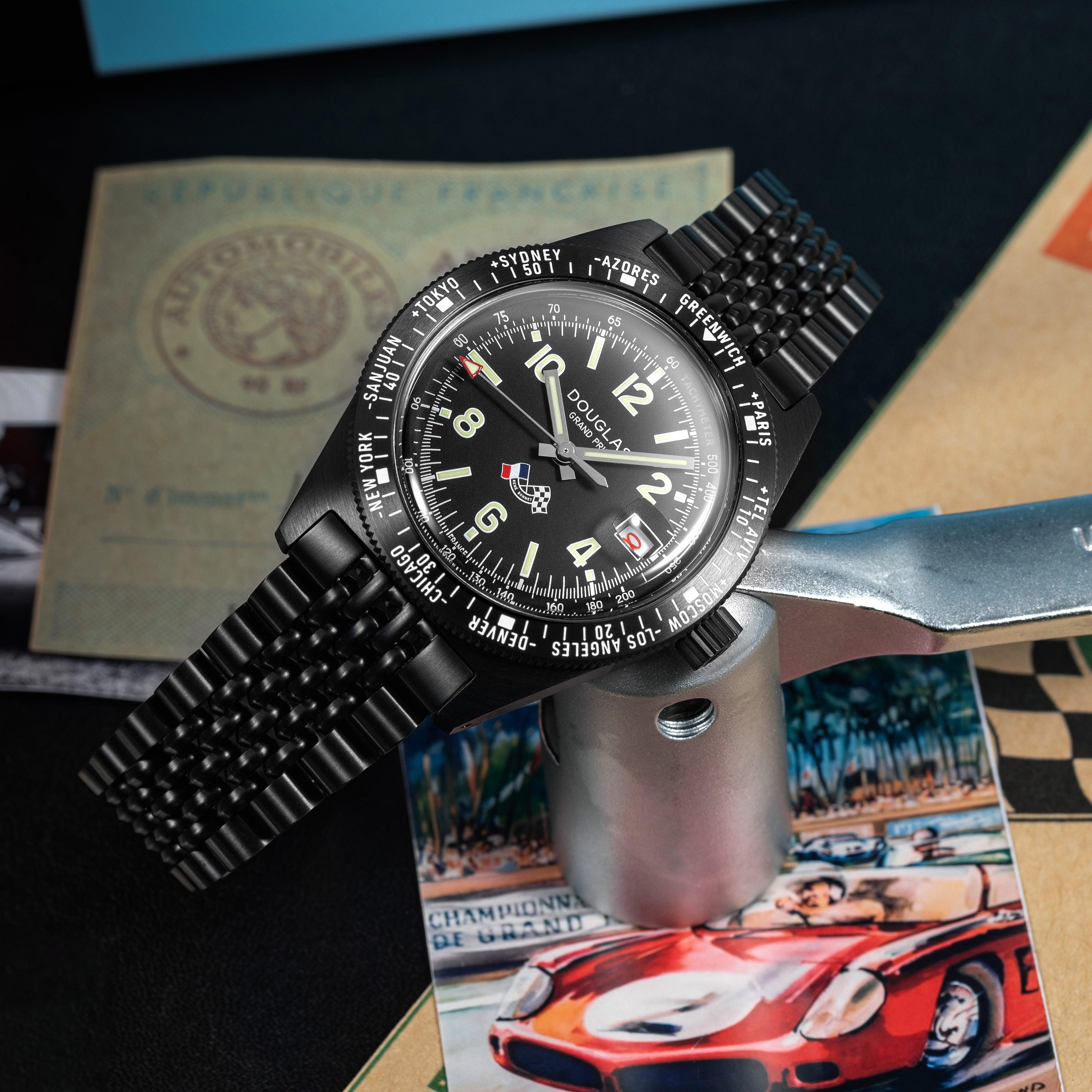 Grand Prix WT Professional Racing Watch - Black PVD - René Bonnet Djet 1962 Limited Edition - Wolbrook Watches