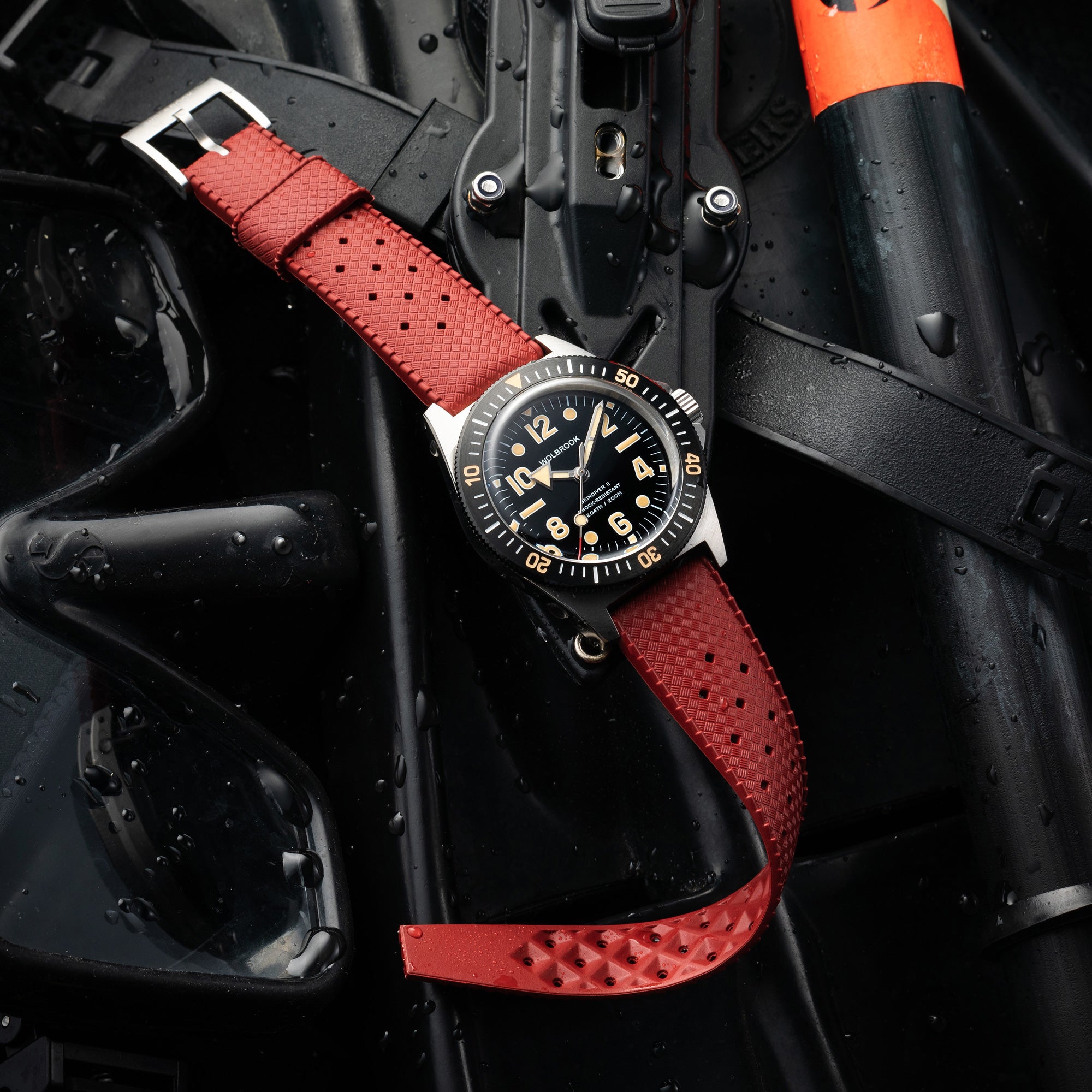 Red Tropic Rubber Strap & Steel Buckle