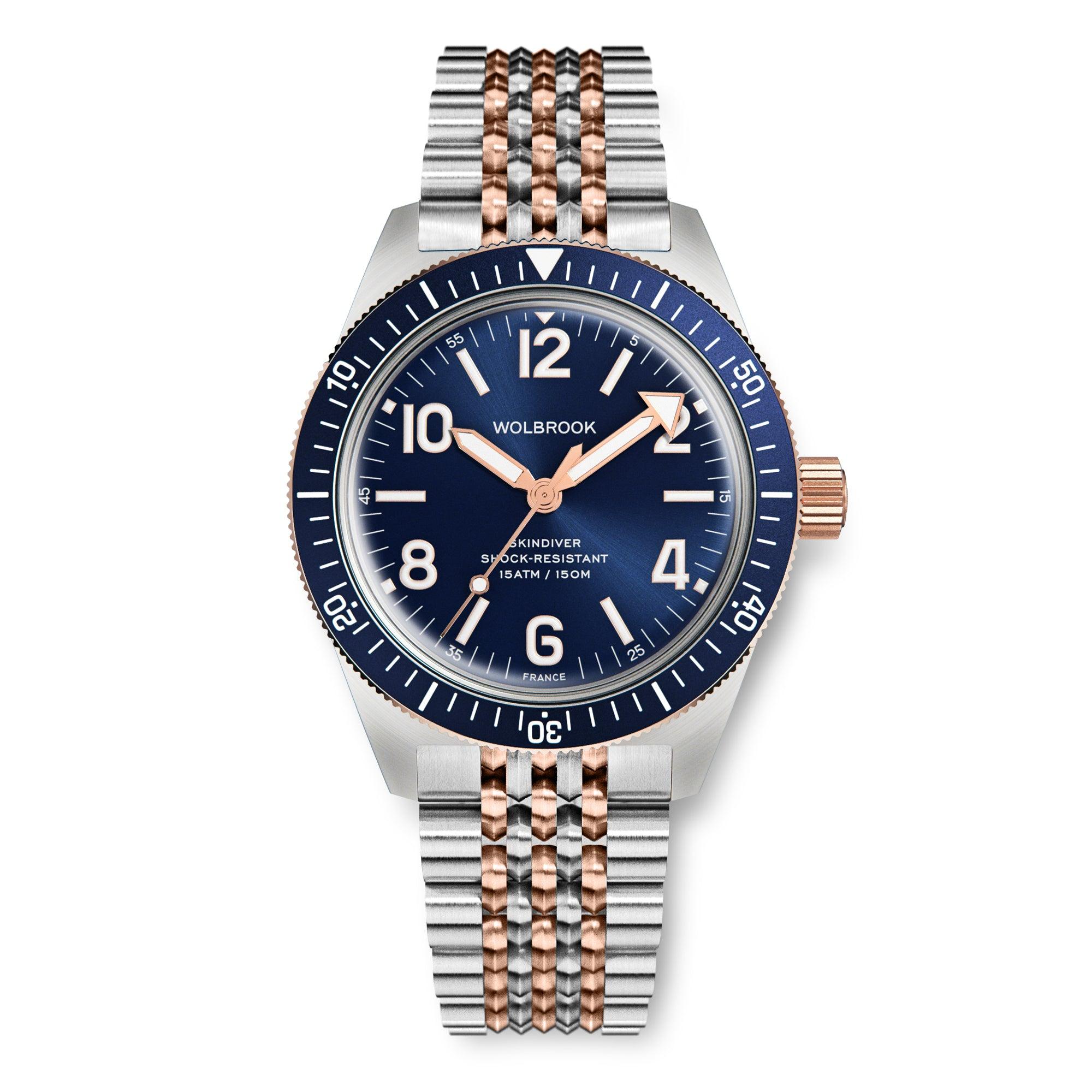 Skindiver Automatic Watch – Two-Tone Blue - Wolbrook Watches