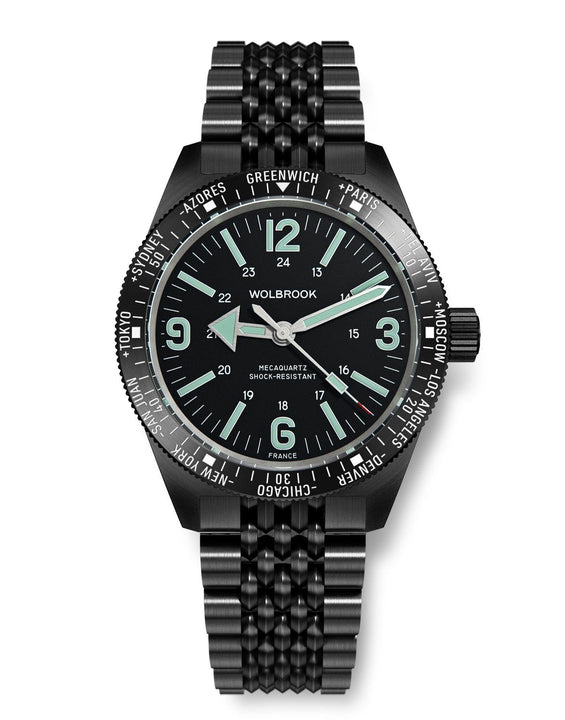 Skindiver WT Mecaquartz Watch - Green Lum & Black PVD