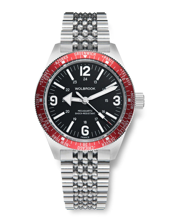 Skindiver WT Mecaquartz Watch - Red, Black & Steel