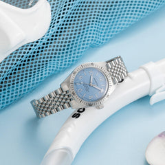 Skindiver Automatic Watch – Sky Blue & Silver Bezel - Wolbrook Watches