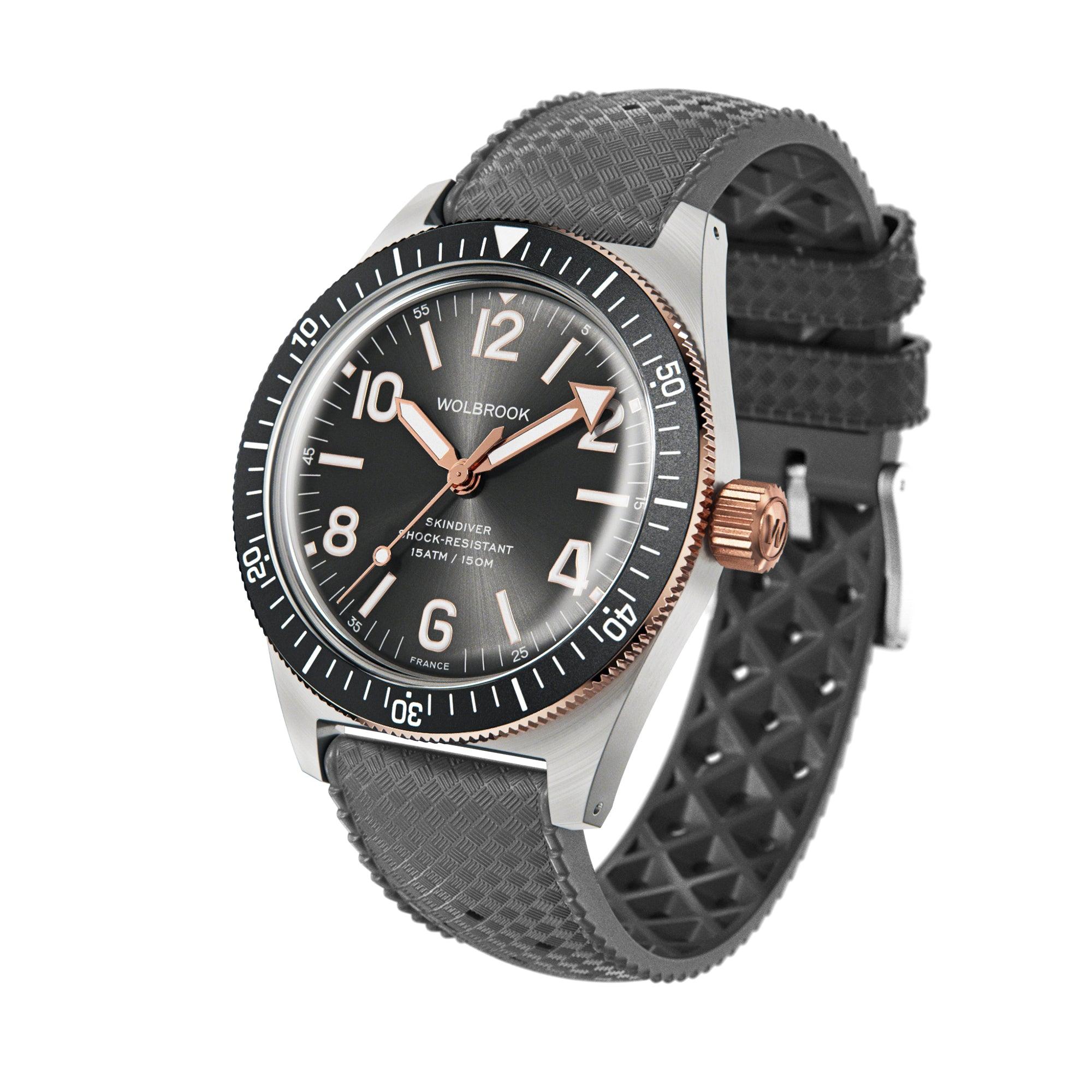 Skindiver Automatic Watch – Two-Tone Grey Sunray - Wolbrook Watches