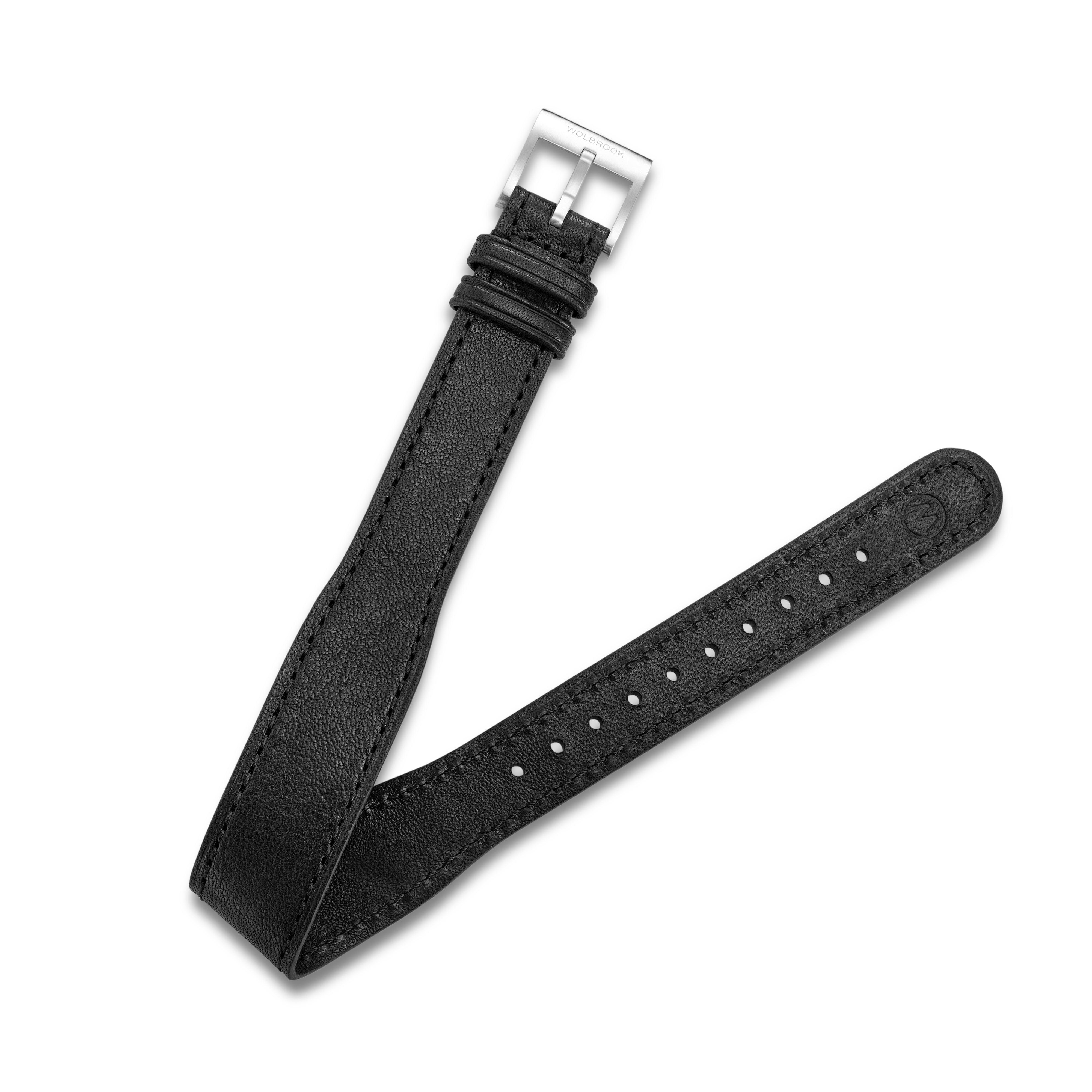 One-Piece Black Tapered Leather Band & Steel Buckle