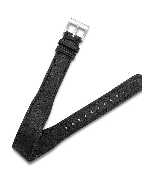 One-Piece Black Tapered Leather Band & Steel Buckle