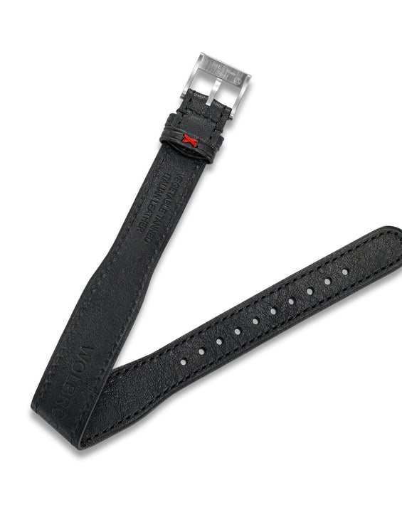 One-Piece Black Tapered Leather Band & Steel Buckle