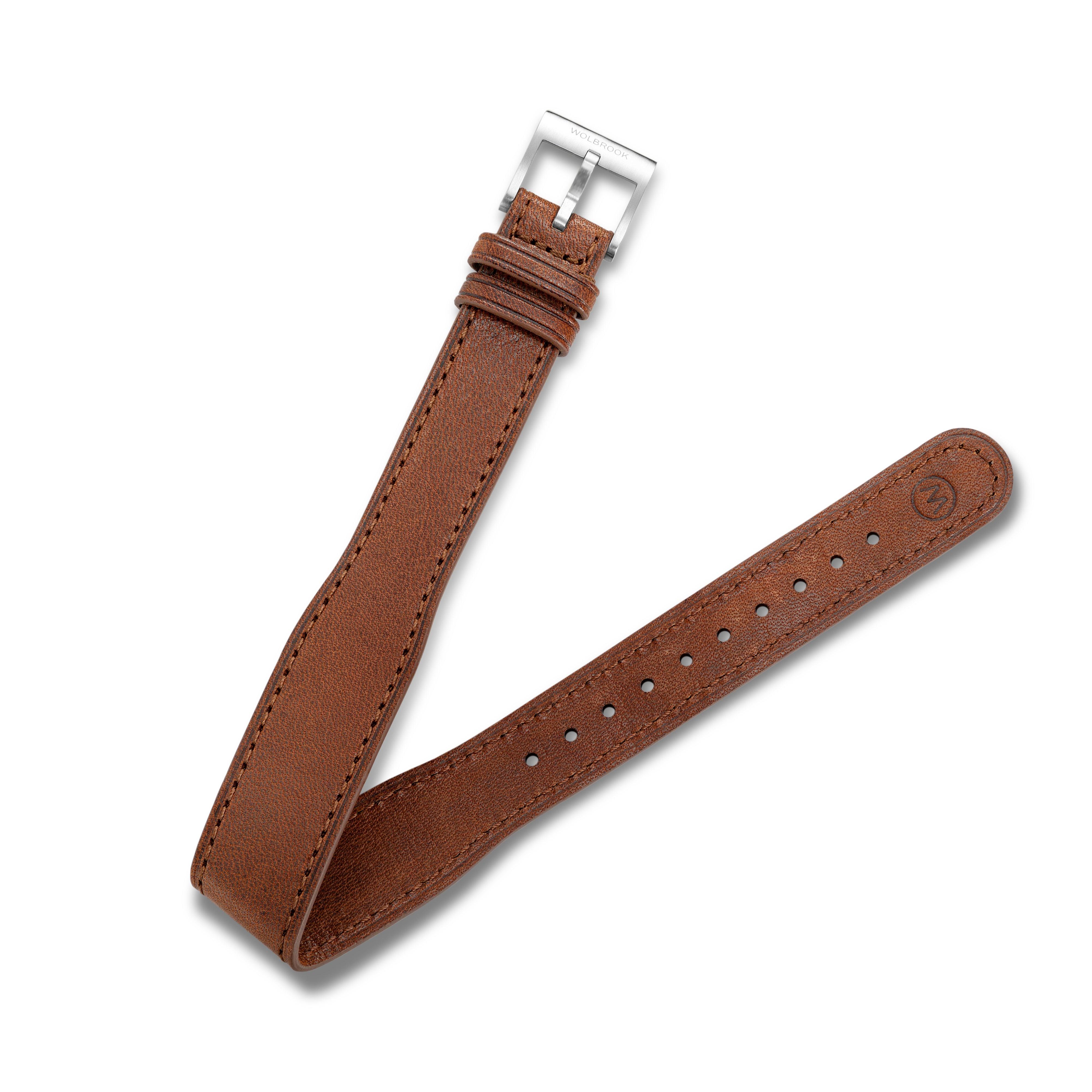 One-Piece Brown Tapered Leather Band & Steel Buckle