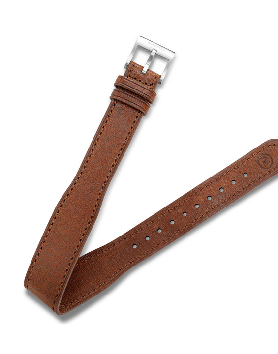 One-Piece Brown Tapered Leather Band & Steel Buckle