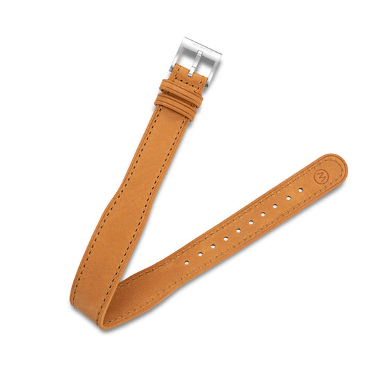 One-Piece Camel Tapered Leather Band & Steel Buckle - Wolbrook Watches