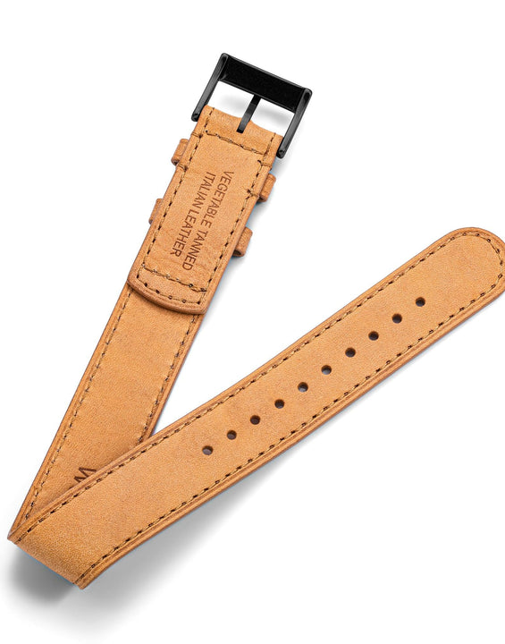 One-Piece Camel Leather Band  & Black PVD Buckle