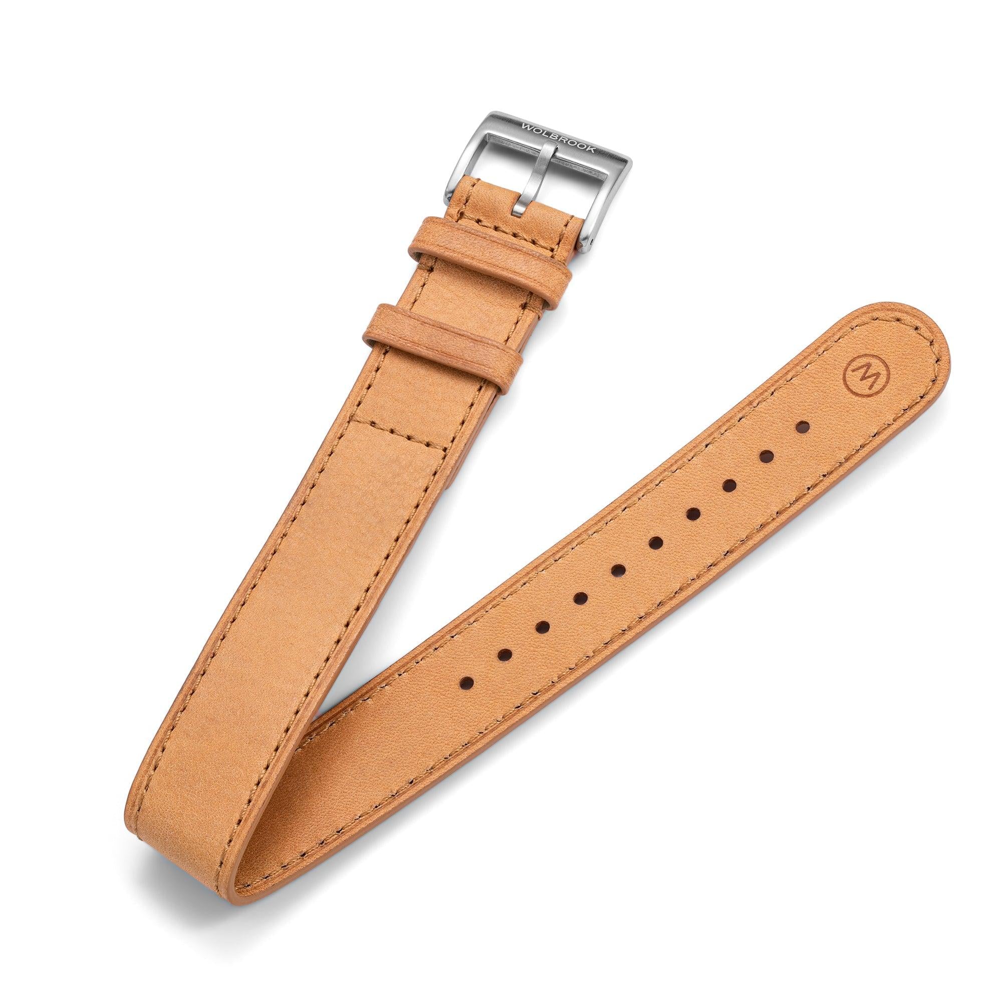 One-Piece Camel Leather Band & Steel Buckle – Wolbrook Watches