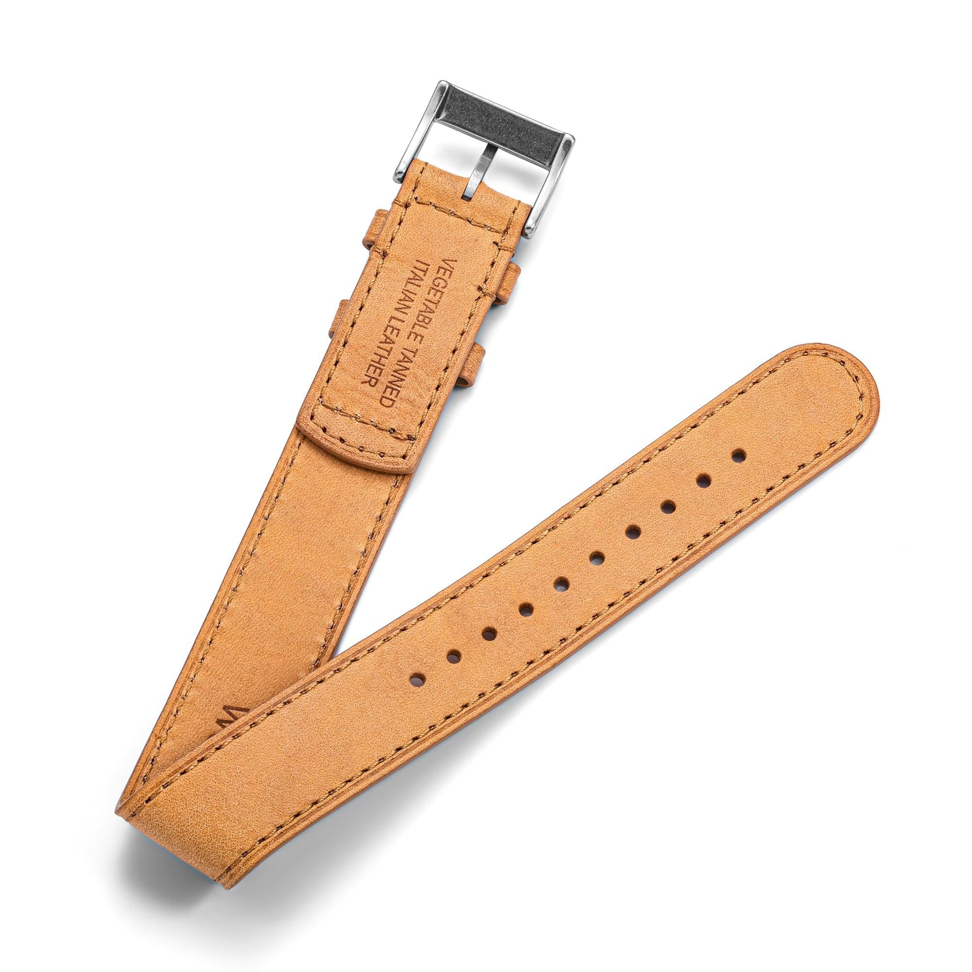 One-Piece Camel Leather Band & Steel Buckle – Wolbrook Watches