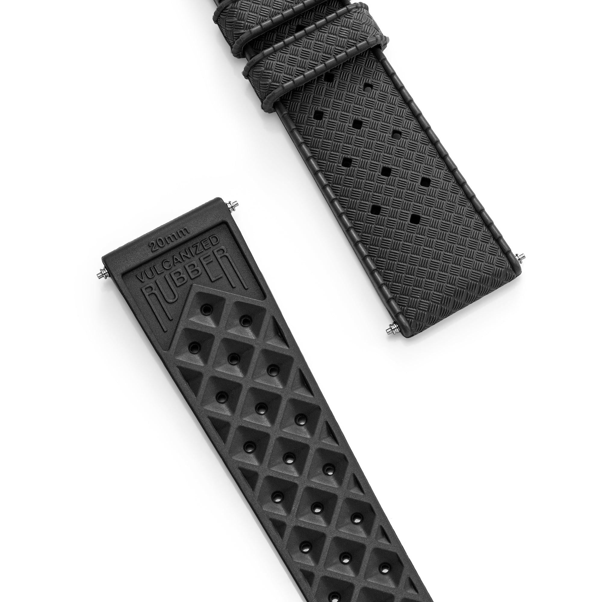 Black Tropic Rubber Strap & Black PVD Steel Buckle - Wolbrook Watches