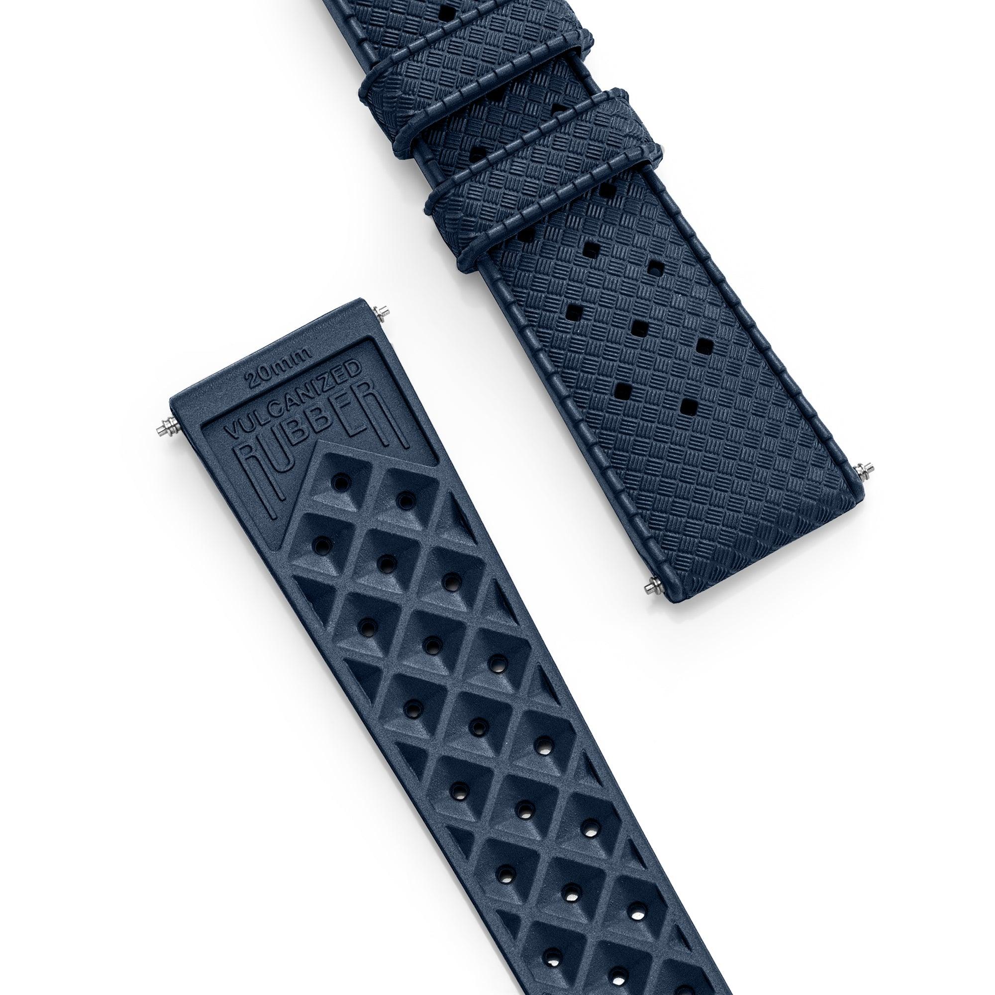 Dark Blue Tropic Rubber Strap & Steel Buckle - Wolbrook Watches