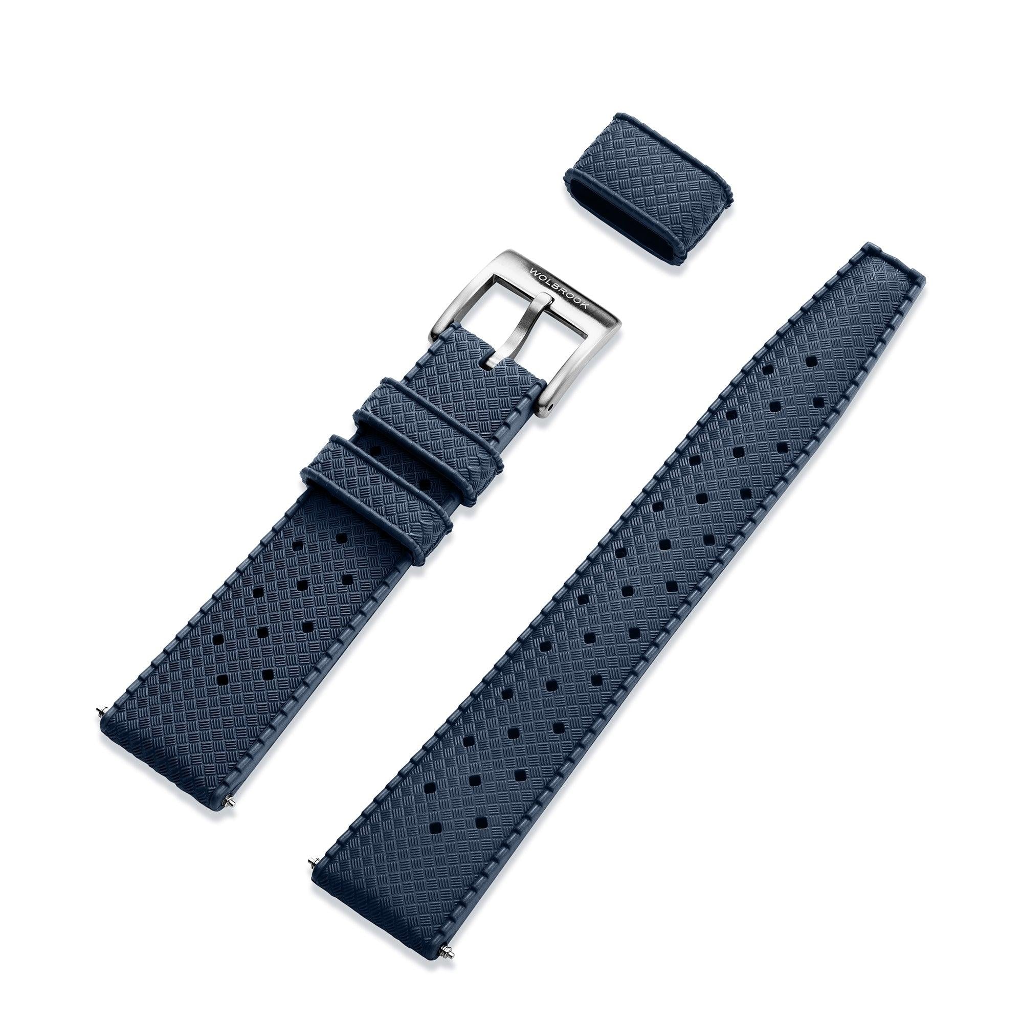 Dark Blue Tropic Rubber Strap & Steel Buckle