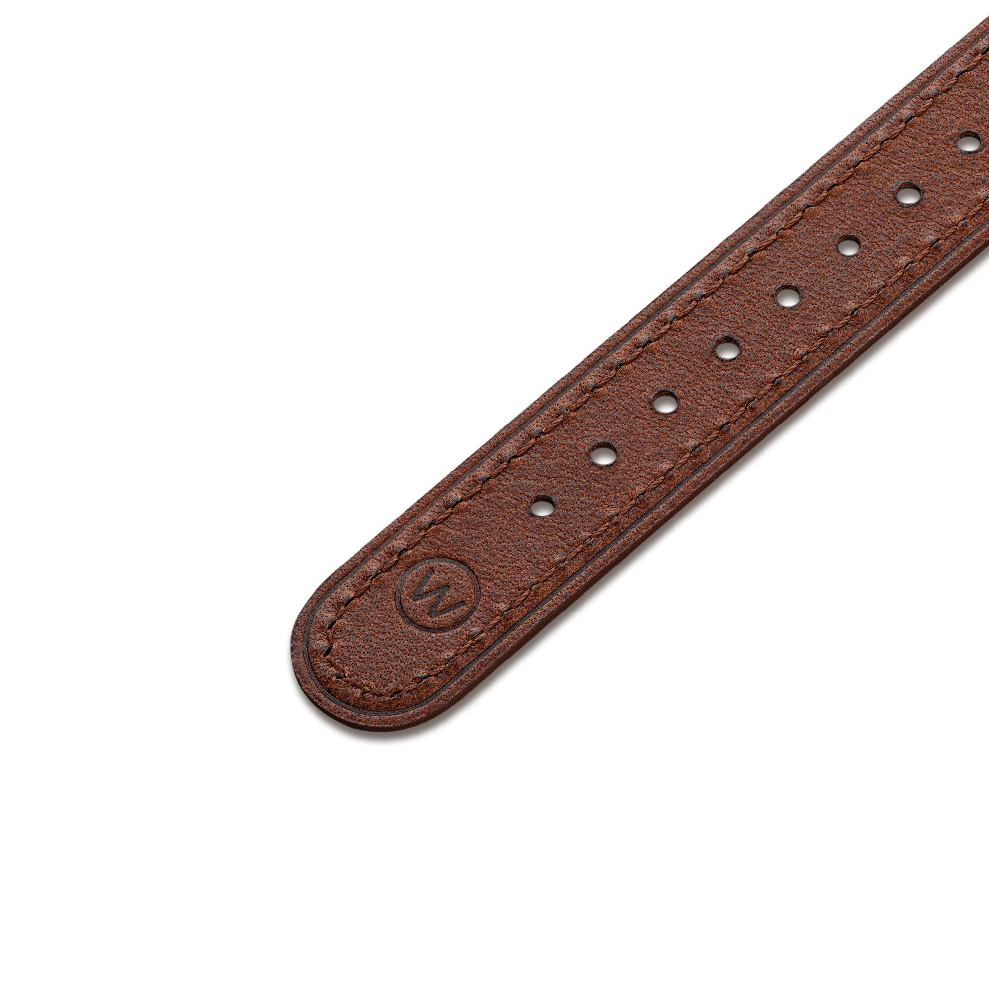 One-Piece Brown Tapered Leather Band & Steel Buckle - Wolbrook Watches