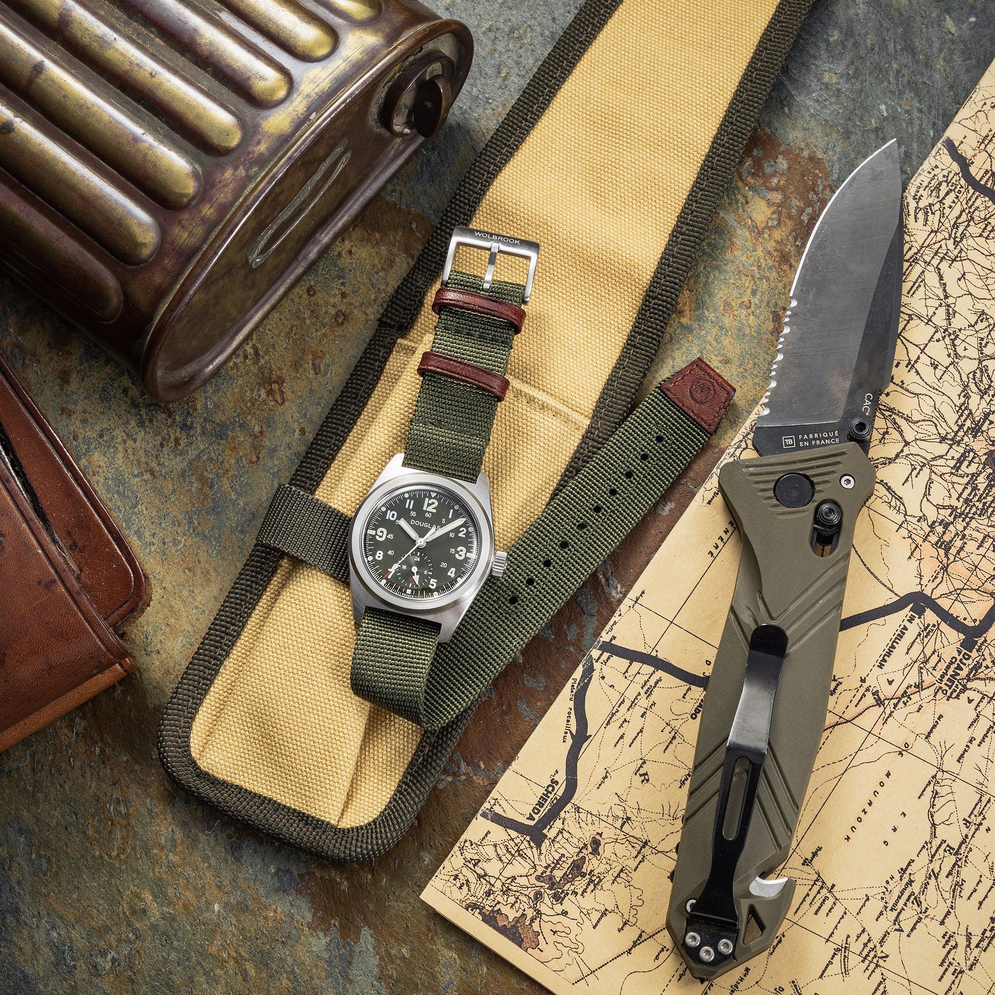 Outrider Professional Mecaquartz 38 Field Watch – French Army Green - Wolbrook Watches