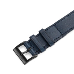 One-Piece Blue Leather Band & Black PVD Buckle - Wolbrook Watches