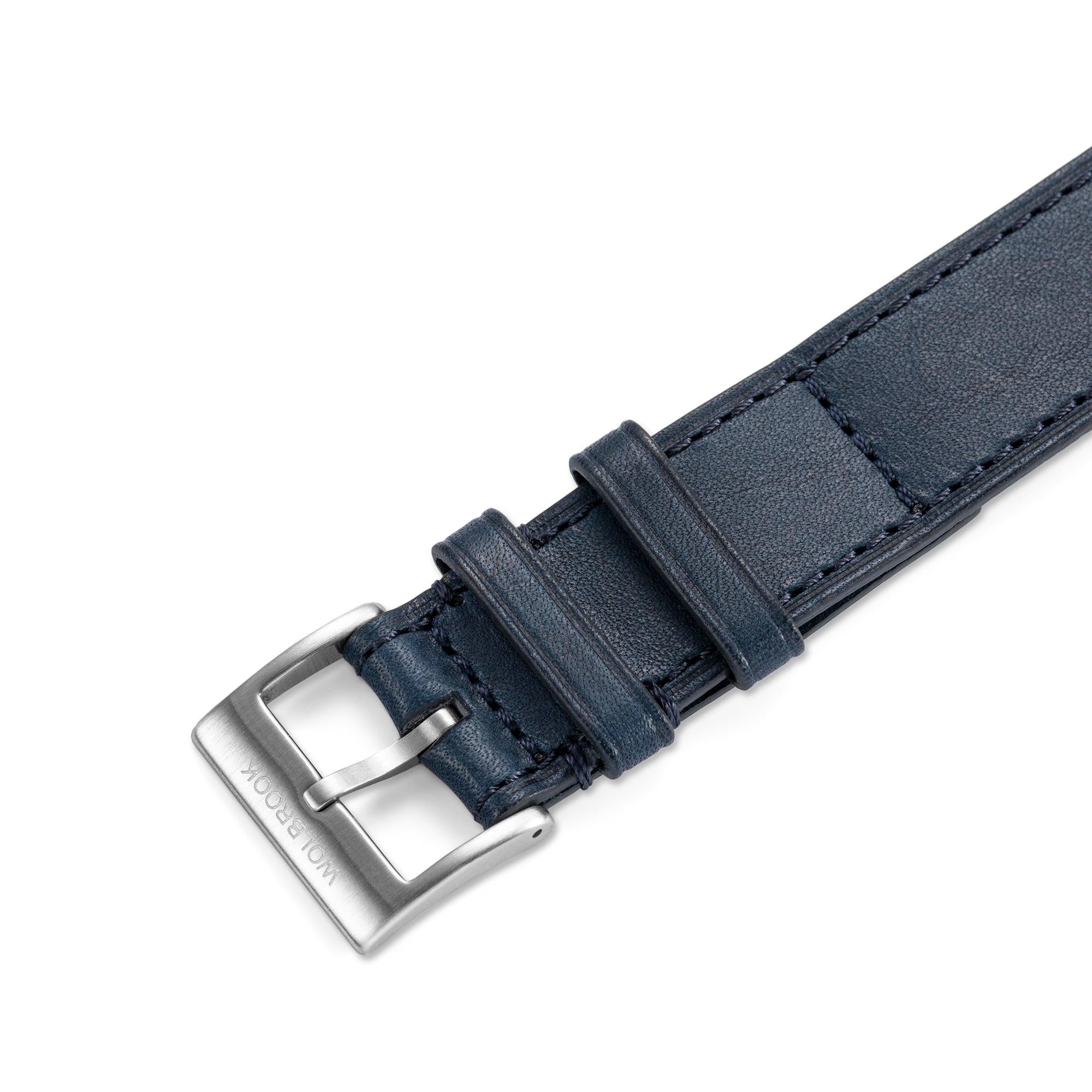 One-Piece Blue Leather Band & Steel Buckle - Wolbrook Watches