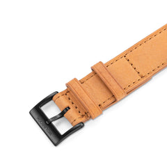 One-Piece Camel Leather Band  & Black PVD Buckle - Wolbrook Watches